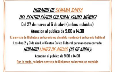 Horario de Semana Santa del CCC Isabel Méndez